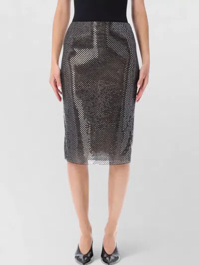 Self-portrait Crystal Mesh Rhinestone Midi Pencil Skirt In Black
