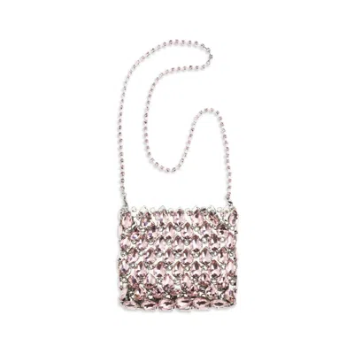 Self-portrait Crystal Mesh Shoulder Bag In Red