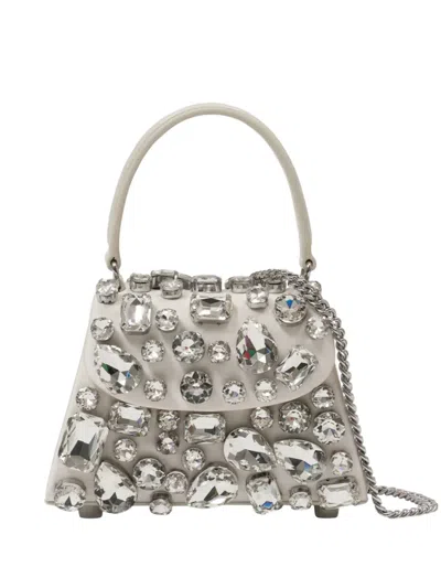 Self-portrait Crystal Mini Bag In Silver