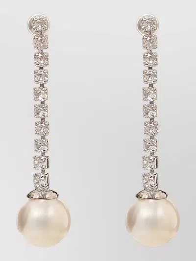 Self-portrait Crystal-embellished Earrings In Neutral