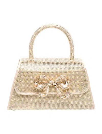 Pre-owned Self-portrait Crystal Top Handle Bag In Gold