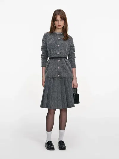 Self-portrait Crystal Trim Cardigan In Gray