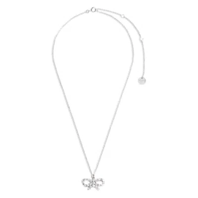 Self-portrait Butterfly Pendant Knot Necklace In Silver
