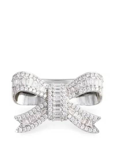 Self-portrait Crystal-embellished Bow Brooch In Metallic