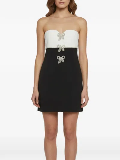 Pre-owned Self-portrait Crystal-embellished Bow Mini Dress In Black