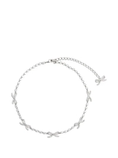 Self-portrait Crystal-embellished Necklace In Silver