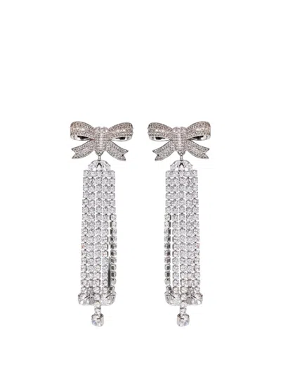 Self-portrait Crystal-embellished Bow-detail Earrings In Multi