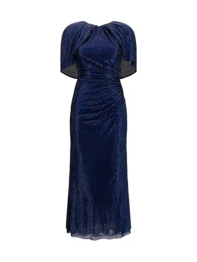 Self-portrait Crystal-embellished Cape-sleeve Midi Dress In Blue