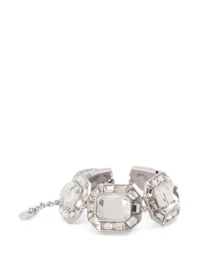 Self-portrait Crystal-embellished Chain Bracelet In Silver