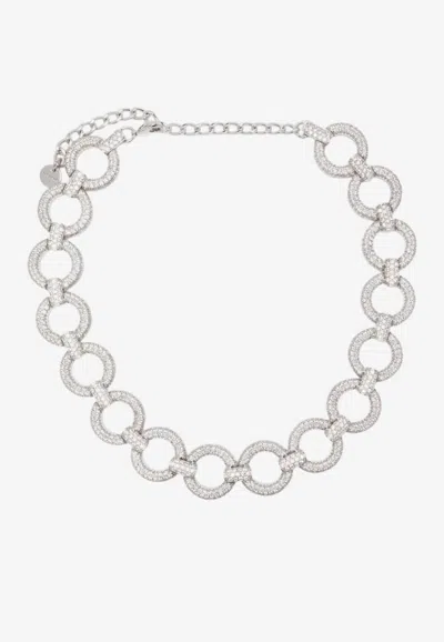 Self-portrait Crystal-embellished Chain Necklace In Silver