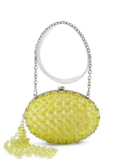 Self-portrait Crystal-embellished Chain-link Clutch Bag In Yellow