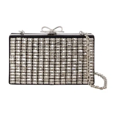 Self-portrait Crystal-embellished Chainmail Clutch In Silver