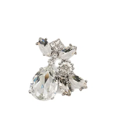 Self-portrait Crystal-embellished Cluster Earrings In Silver