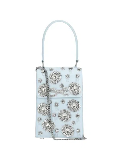 Self-portrait Crystal-embellished Clutch Bag In Blue