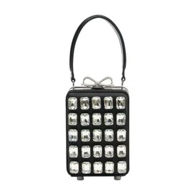 Self-portrait Crystal-embellished Clutch In Black