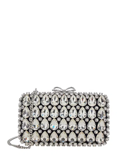 Self-portrait Crystal-embellished Clutch In Black