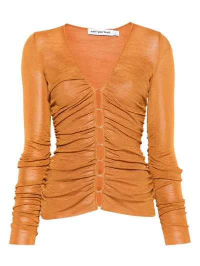 Self-portrait Crystal-embellished Crop Top In Orange