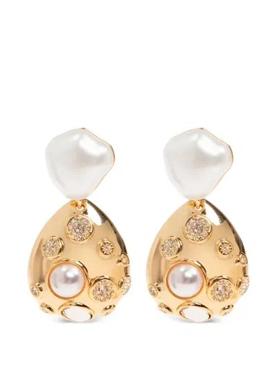 Self-portrait Crystal-embellished Drop Earrings In Gold