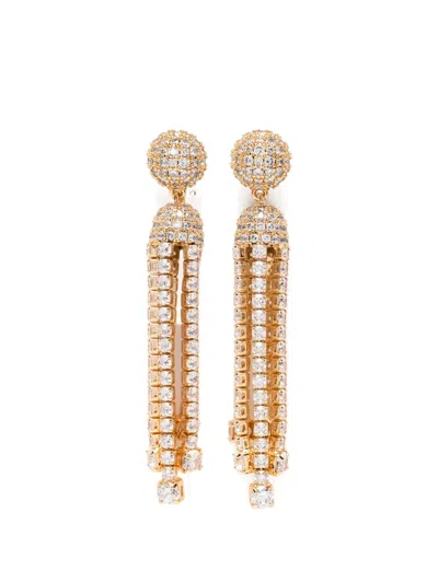 Self-portrait Crystal-embellished Drop Earrings In Orange