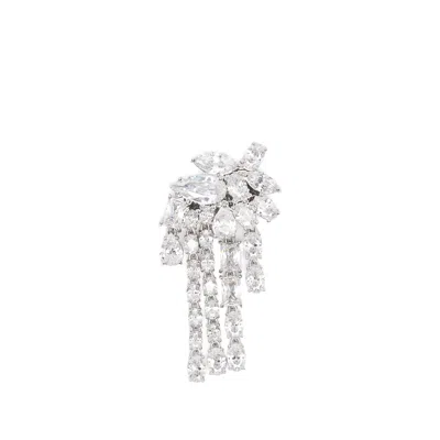 Self-portrait Crystal-embellished Drop Earrings In Silver