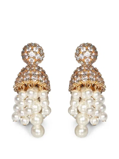 Self-portrait Crystal-embellished Earrings In Gold