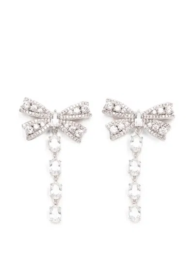 Self-portrait Crystal-embellished Earrings In Green