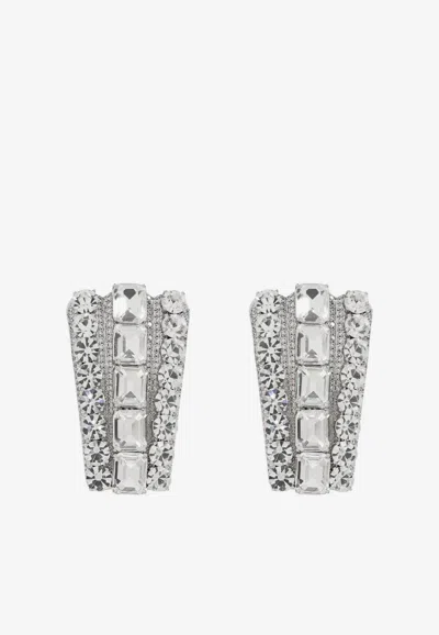 Self-portrait Crystal-embellished Earrings In Silver