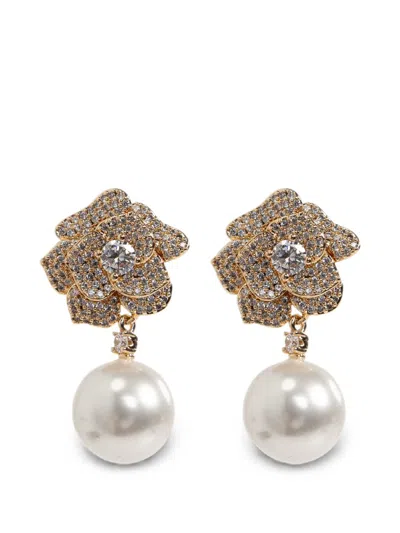 Self-portrait Crystal-embellished Faux-pearl Earrings In Multi