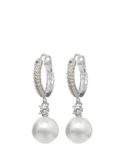 Self-portrait Crystal-embellished Faux-pearl Earrings In Pattern
