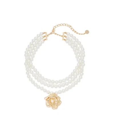 Self-portrait Crystal-embellished Floral Choker In White