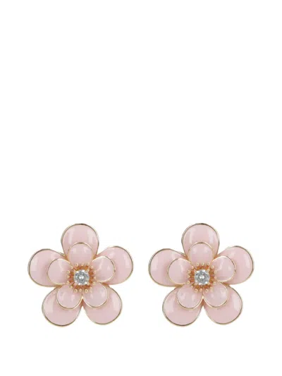 Self-portrait Crystal-embellished Floral Earrings In Gold