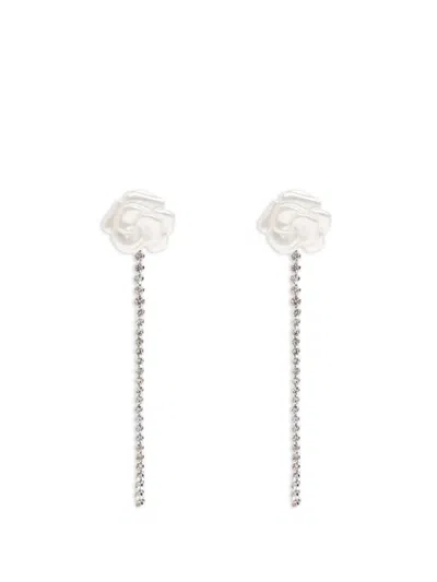 Self-portrait Crystal-embellished Floral-motif Earrings In Multi