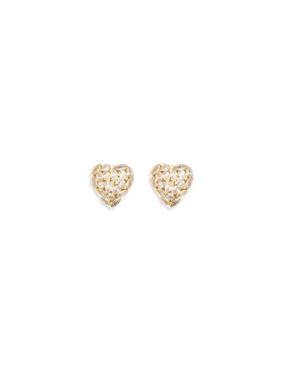 Self-portrait Self Portrait Embellished Heart Earrings In Gold