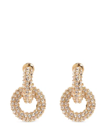 Self-portrait Crystal-embellished Hoop Earrings In Gold