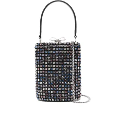 Self-portrait Crystal-embellished Mini Tote Bag In Black