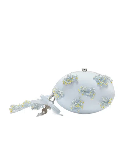 Self-portrait Crystal-embellished Oval Clutch Bag In Blue