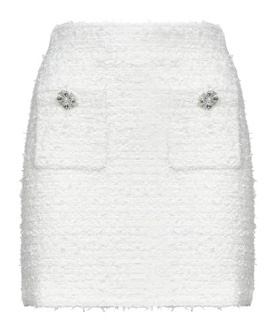 Self-portrait Crystal-embellished Padded-shoulder Jacket In White