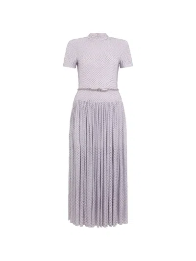 Self-portrait Crystal-embellished Pleated Midi Dress In Purple