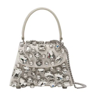Self-portrait Crystal-embellished Satin Mini Bag In White