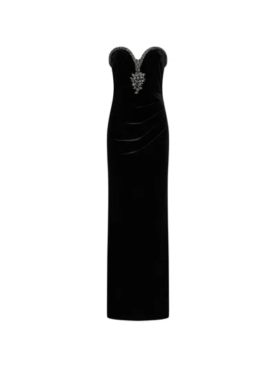 Self-portrait Crystal-embellished Strapless Maxi Dress In Black