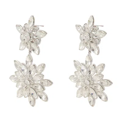 Self-portrait Crystal-embellished Tiered Earrings In White