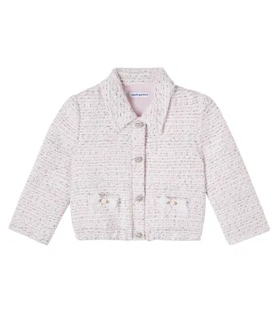 Self-portrait Kids' Crystal-embellished Tweed Jacket In Pink