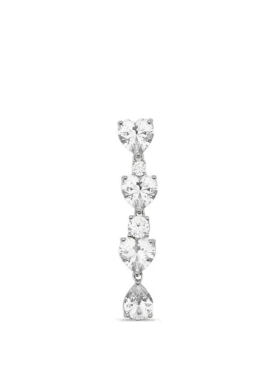 Self-portrait Crystal Heart Tiered Jewelry Silver In Metallic