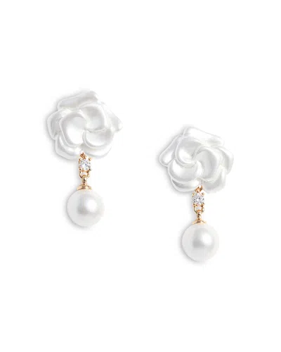 Self-portrait Flower Pearl Earrings In White