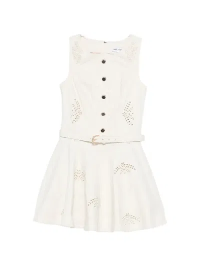 Self-portrait Cutout Belted Mini Dress In White