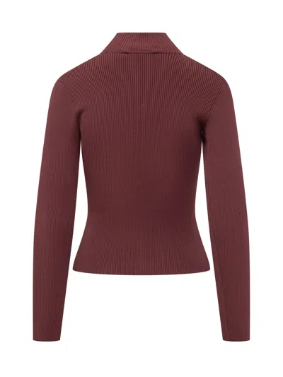Self-portrait Cut-out Detail Top In Burgundy