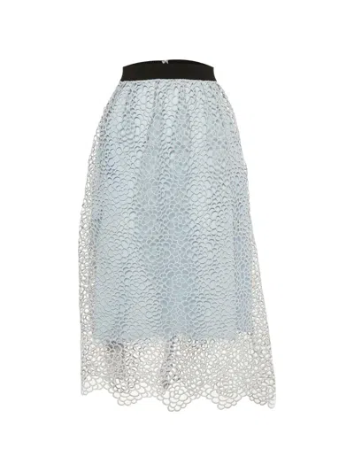 Pre-owned Self-portrait Daisy Guipure Midi Skirt In Blue