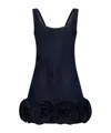 Self-portrait Short Blue Dress With Floral Applique Self Portrait In Black