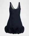 Self-portrait Short Blue Dress With Floral Applique Self Portrait In Blue