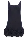 Self-portrait Short Blue Dress With Floral Applique Self Portrait In Blue